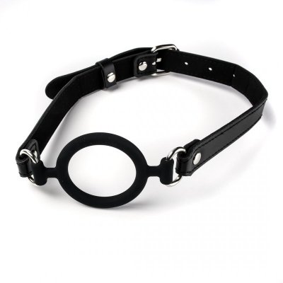 Knebel Silikonowy do Ust Otwarty Czarny