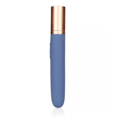 Travel Vibrator with Lube Compartment and Pump - Blue Horizon