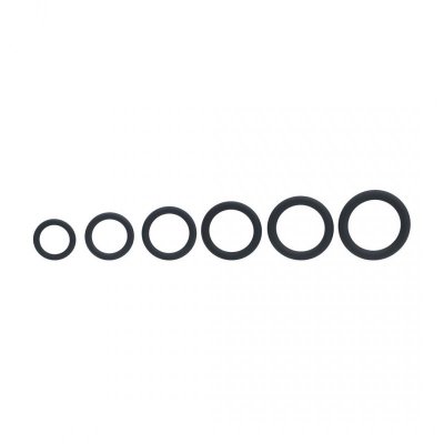 Classic Silicone Cockring Set of 6 - Black