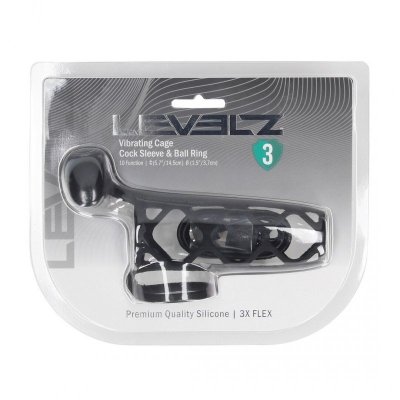 Vibrating Cage Silicone Cock Sleeve and Ball Ring - Black
