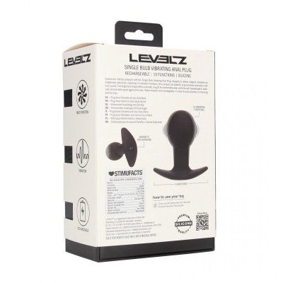 Single Bulb Vibrating Silicone Anal Plug - Black