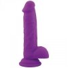 Realistyczne fioletowe dildo z jądrami na przyssawce 17,8 cm