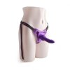 Regulowany strapon dildo na pasku sztuczny fioletowy penis 14 cm