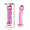 Szklane dildo z wypustkami różowe 15 cm