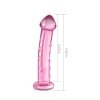Szklane dildo z wypustkami różowe 15 cm