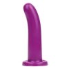 Gładkie zakrzywione dildo analne przyssawka fioletowe 14 cm