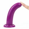 Gładkie zakrzywione dildo analne przyssawka fioletowe 14 cm