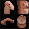 Dildo King size z ruchomą skórą Dual Layer Dong Brown 35cm