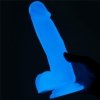 Świecący w ciemności dildo penis niebieski Lovetoy 19 cm