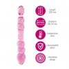 Szklane dwustronne dildo z grzbietami lesbijskie różowe 22 cm