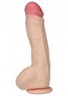 Elastyczne dildo z jądrami cyber skóra z kręgosłupem 24 cm