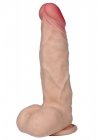 Miękki realistyczny wibrator dildo z jądrami na pilota 19cm