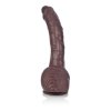 Elastyczne brązowe dildo na przyssawce penis z jądrami 21,5 cm