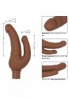 Podwójne realistyczne dildo wibrujące brązowe