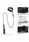 Obroża i smycz do BDSM Collar With Chain Leash Black