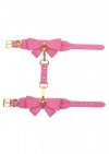 Różowe kajdanki erotyczne kokardki Wrist Cuffs Set