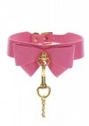 Obroża z muszką damska + smycz Collar and Leash różowa