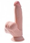 Żylasty penis z przyssawką dildo z ruchomymi jądrami 17,8 cm