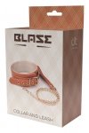 Obroża i smycz łańcuch złoty do BDSM brązowa BLAZE ELITE