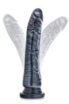Czarne metaliczne dildo z żyłami sztuczny penis na przyssawce 22 cm