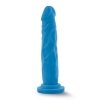 Niebieskie żylaste dildo penis na przyssawce pochwa oszaleje 19 cm