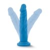 Niebieskie żylaste dildo penis na przyssawce pochwa oszaleje 19 cm