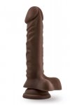Prawdziwy penis dildo na przyssawce HQ czekolada 23 cm