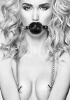 Knebel oddychający do ust z klipsami na sutki breathable ball gag