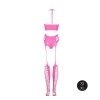 Two piece with crop top and stockings - pink - XS/XL