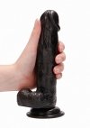 Vibrating realistic cock - 8 - with scrotum - black