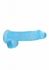 Realistyczne żelowe dildo penis na przyssawce niebieski  15 cm