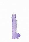 Realistyczny penis na przyssawce dildo fioletowe 15 cm