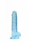 Realistyczne żelowe dildo penis na przyssawce niebieski 17,8 cm
