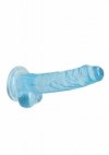 Realistyczne żelowe dildo penis na przyssawce niebieski 17,8 cm