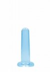 Gładkie dildo korek analny na przyssawce niebieski 13 cm