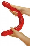 Dildo dwustonne dla lesbijek z żyłami 43 cm
