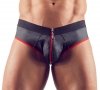 Błyszczące neoprenowe jockstrapy z zamkiem rozpinane czerwone przeszycie Men´s Jock L