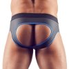 Błyszczące neoprenowe jockstrapy z zamkiem rozpinane niebieskie przeszycie Men´s Jock M