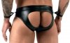 Jockstrapy męskie z kajdankami BDSM czarne paski XL