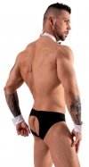Męskie jockstrapy majtki odkryte pośladki + mankiety kelner Men's jock briefs XL