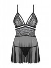 Obsessive koszulka nocna 838-BAB-1 babydoll i stringi czarna XXL