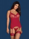 Obsessive Rosalyne gorset i stringi czerwony  S/M