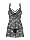 Obsessive koszulka nocna 860-BAB-1 babydoll i stringi czarna  S/M