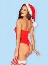Strój Mikołajki Obsessive Kissmas body czerwone L/XL