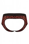 Sexy bokserki męskie w czerwoną panterkę jockstrapy Tribal jock bikini XXL