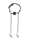 Knebel Open Ball Gag With Nipple Clamps