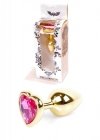 Korek analny z kryształem Jewellery Gold  Heart PLUG- Pink