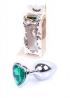 Korek analny z diamentem serce Jewellery Silver  Heart PLUG- Green