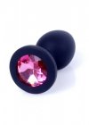 Silikonowy korek analny diament Jewellery Black Small- Pink Diamond