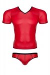 Męski komplet z wetlooka: t-shirt w serek, figi typu brazyliany L